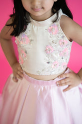 White and Pink lehenga set.